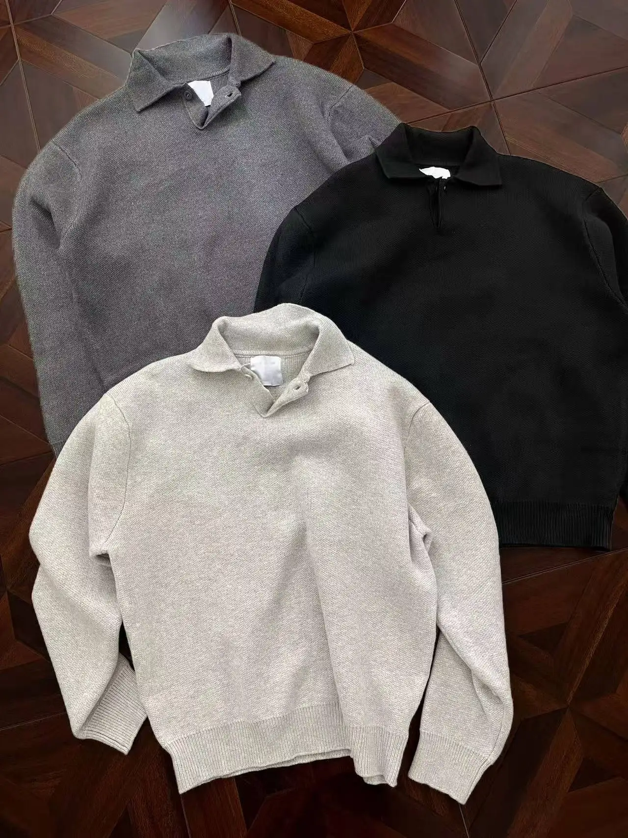 

American Retro Lazy Collar Thiened Loose Casual Knitted Sweater Men's Winter Old Money Sle Henry Collar Couple's Wear