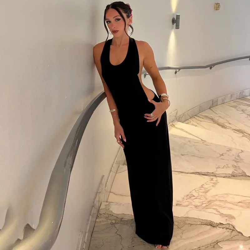 Talenza Sexy Backless Maxi Dress Women's Fashion High Waisted Summer Party Vacation Dress Luxurious Women's Evening Dresses Robe