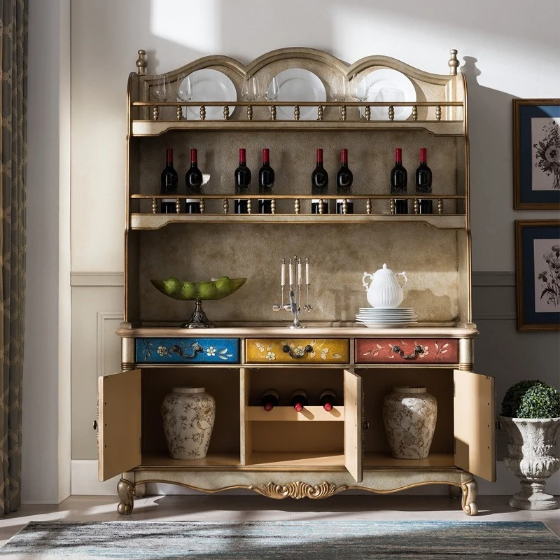 dining side European style painted carved wine Household restaurant tea Villa entrance Locker