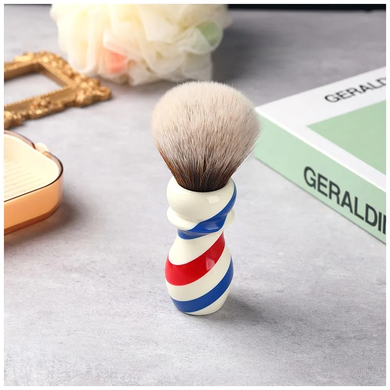 Yaqi Barber Pole Style Shaving Brush 24MM Brown Synthetic Knot for Men s Grooming Essential for Lather Building 2026