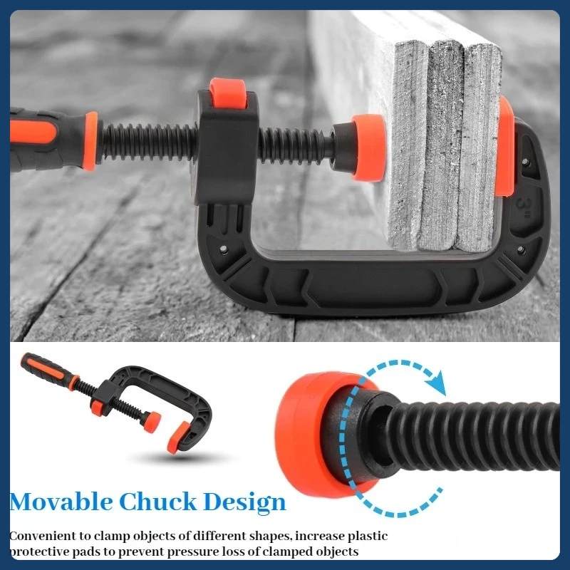 Woodworking Clamp G Type Strong F Type Splint Flat Nylon Clamping Device C Type Rocker Woodworking DIY Nylon Fixed Clamp