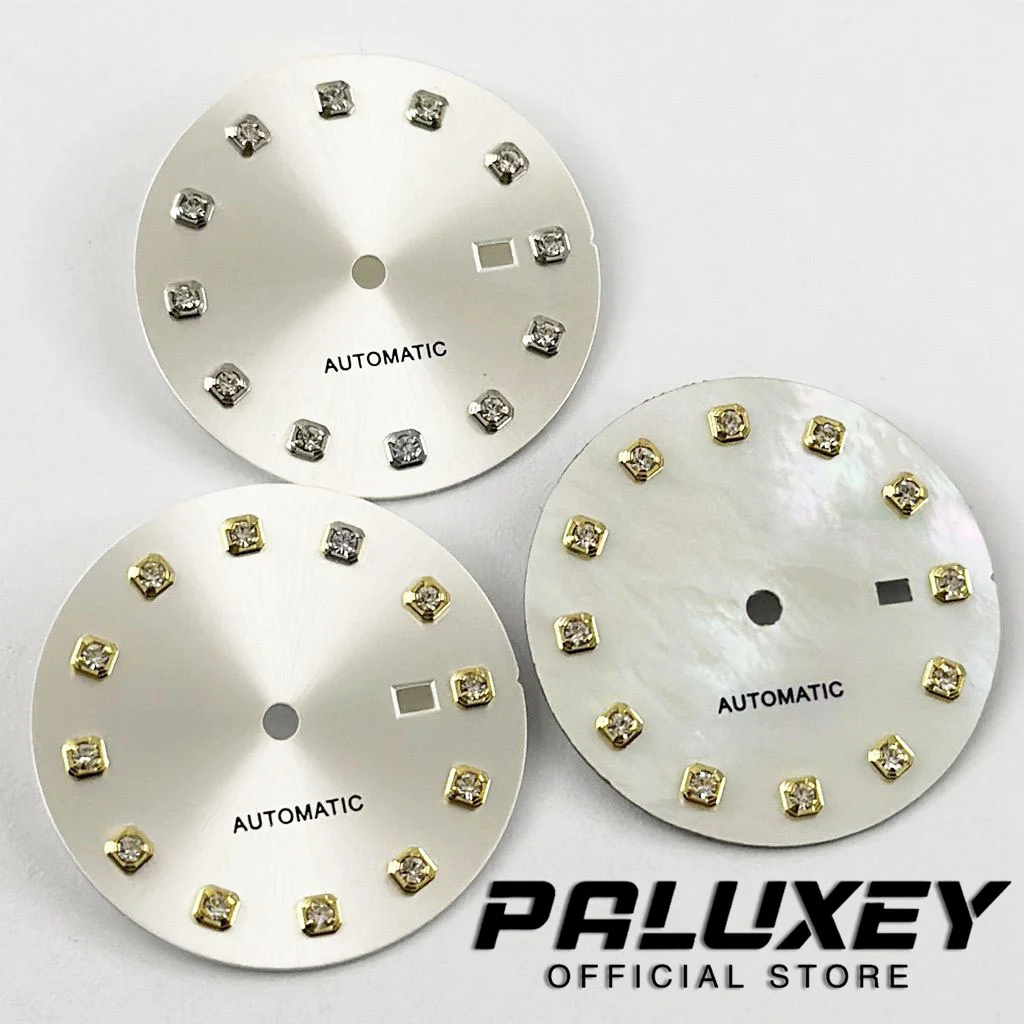 24.5mm Watch Dial Sunburst Diamond Index Watch Parts Single Calendar with Date Watch Faces for NH05 NH06 Movement