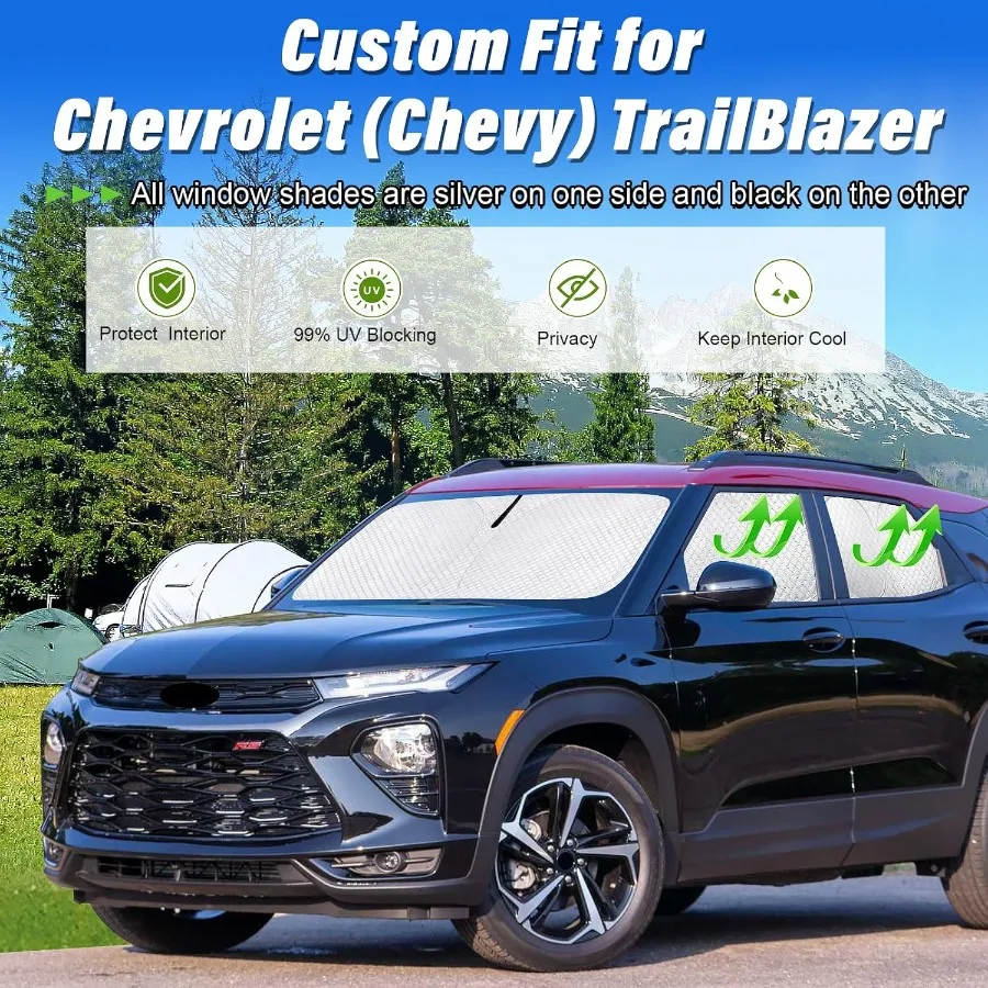 6 قطع من ظلال الشمس ذات النافذة الكاملة السميكة لسيارة تشيفي تريل بليزر 20212025 ملحقات كاملة من الأشعة فوق البنفسجية وتعتيم الخصوصية للسيارة ويندو