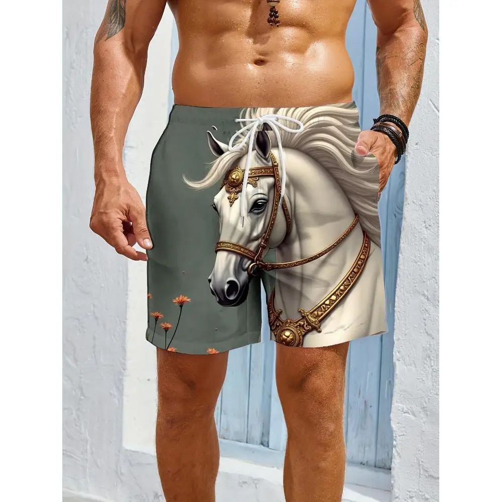 

1pcs Men's Short swim trunks2026 Summer 3D Printed Short sleeve Polyester running Breathable sport Quick drying