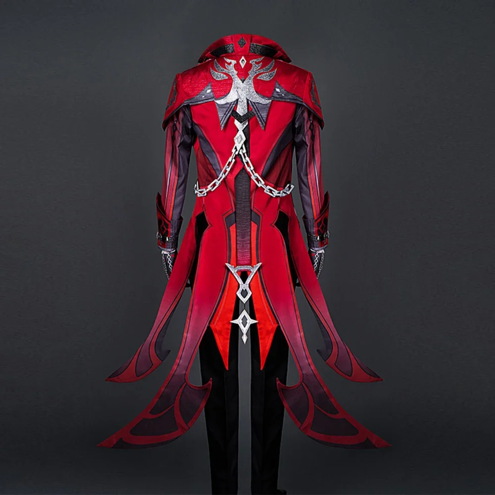 Game Genshin Impact Diluc Red Dead Of Night Cosplay Costume Wig Shoes Anime Genshin Diluc Cosplay Clothes New Skin