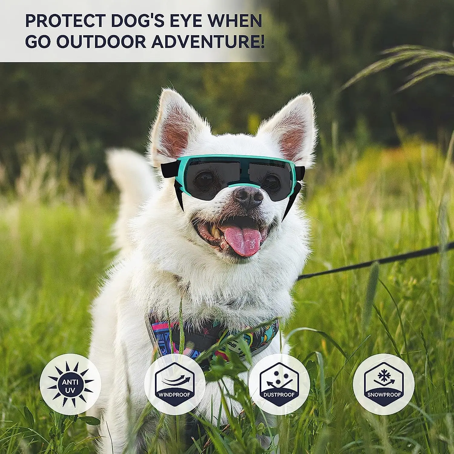 ATUBAN Dog Goggles Sunglasses Small to Medium Breed, Anti-Fog UV400 Lens Puppy Sunglasses for UV, Wind, Snow, Dust Protection