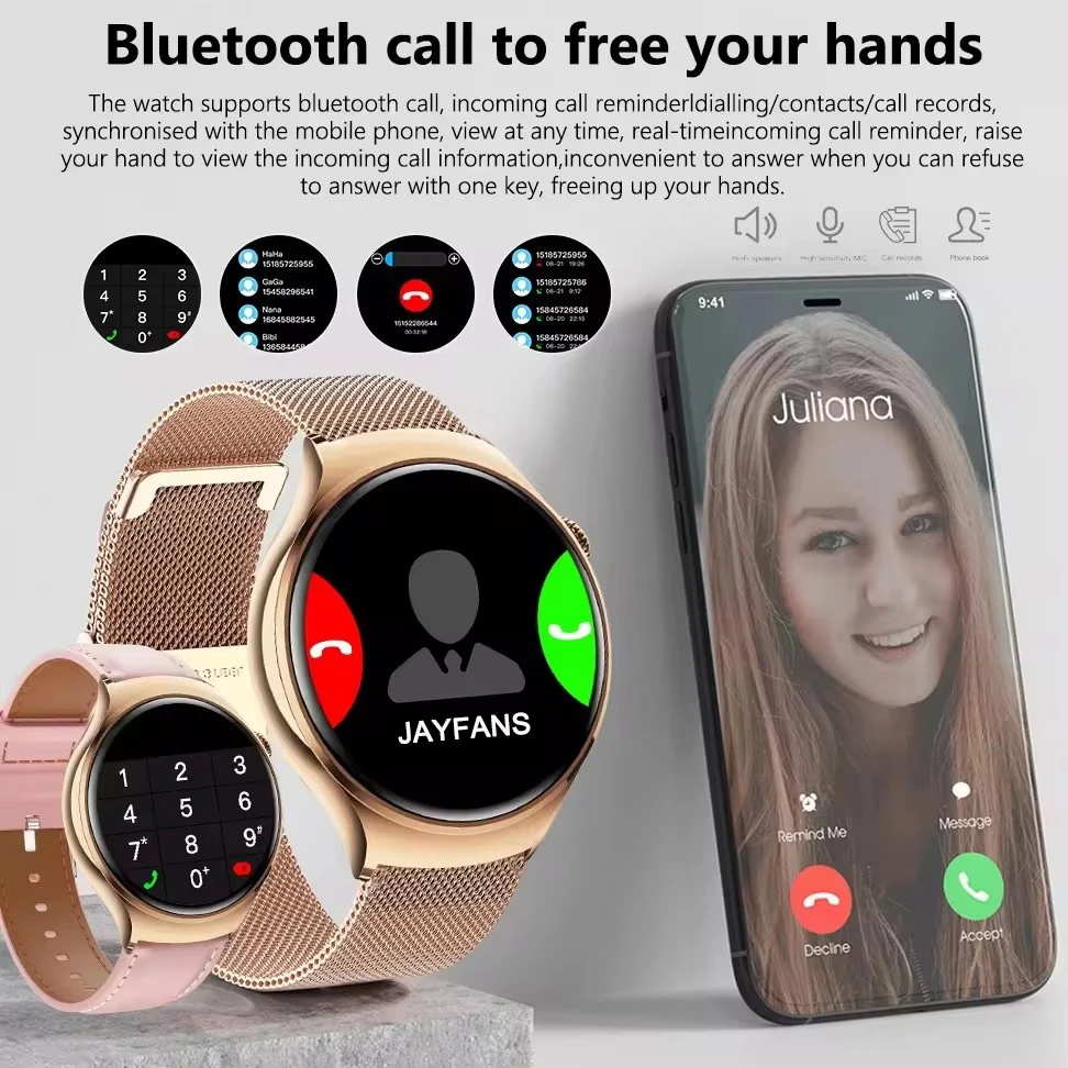 Smartwatch para Mulheres, GPS, Trajetória Desportiva, Frequência Cardíaca, Chamada Bluetooth, Huawei, IOS, Xiaomi, NFC, 1.27\