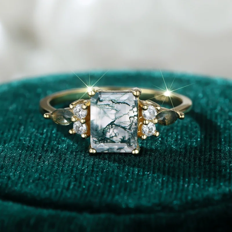 2026 New Non Fading, Light Luxury, Geometric Edge, Horse Eye, Water Grass Ring, Simple and Noble Design, Atmospheric Jewelry