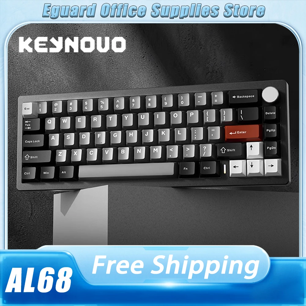 YUNZII AL68 Mechanical Keyboard Customized Hot Swap Gasket CNC Aluminum 2.4G BT Wireless 6000mAh Dynamic RGB Gaming Keyboard Win