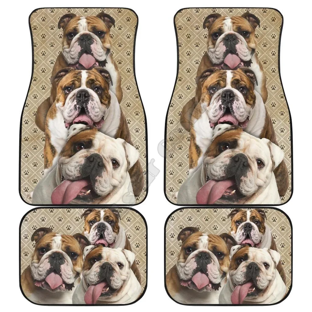 

Bulldog Car Floor Mats Funny For Bulldog Lover 3D Printed Pattern Mats Fit For Most Car Anti Slip Cheap Colorful