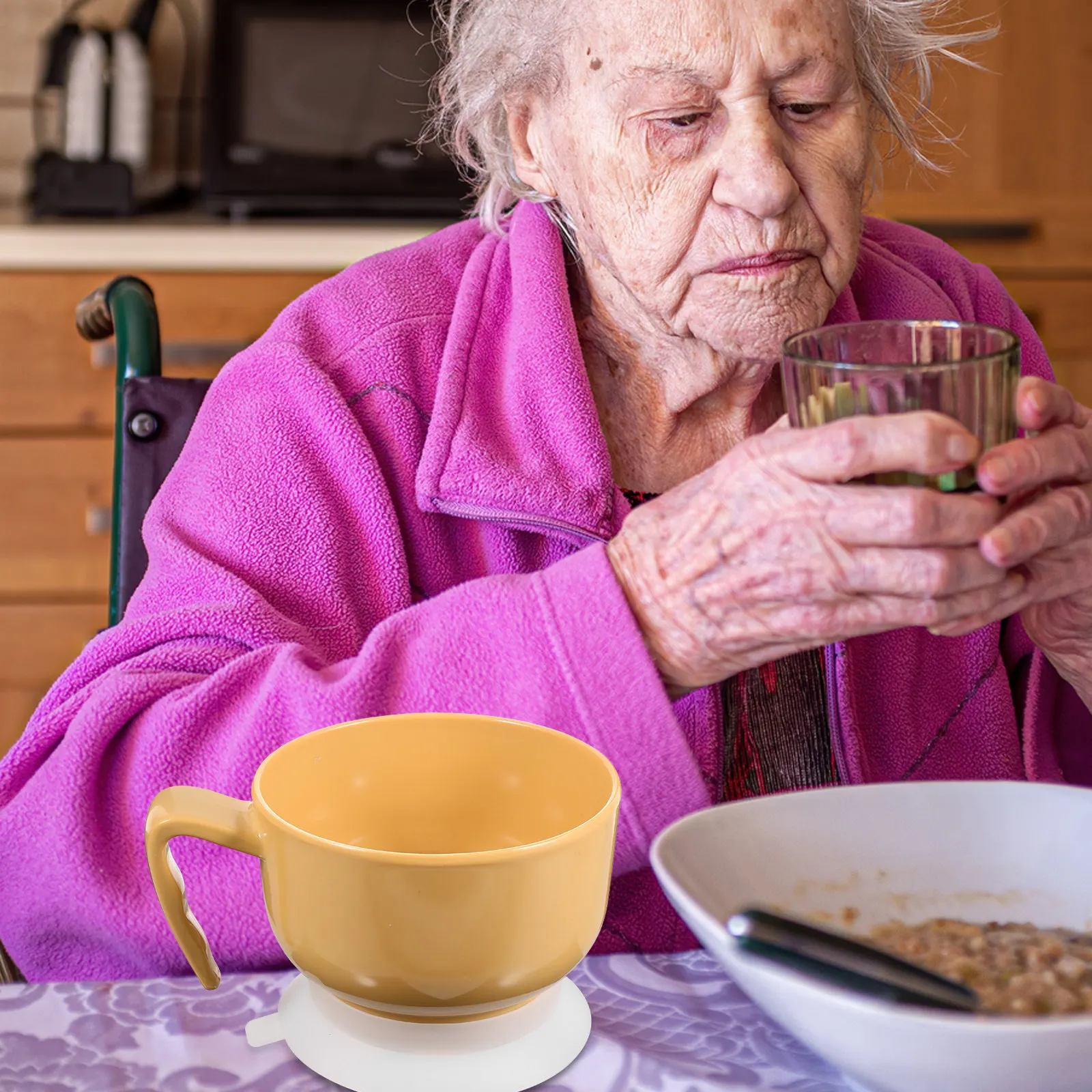 Adaptive Self-Feeding Utensil Elderly Anti-Spill Anti-Shake Tableware Bowl Suction Base Assistive Dining Tool Elderly Eating
