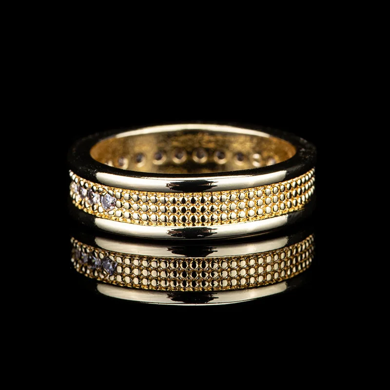 Classic stacked style ring with glossy diamonds inlay rings for women simple fashion and suitable for daily jewelry gifts