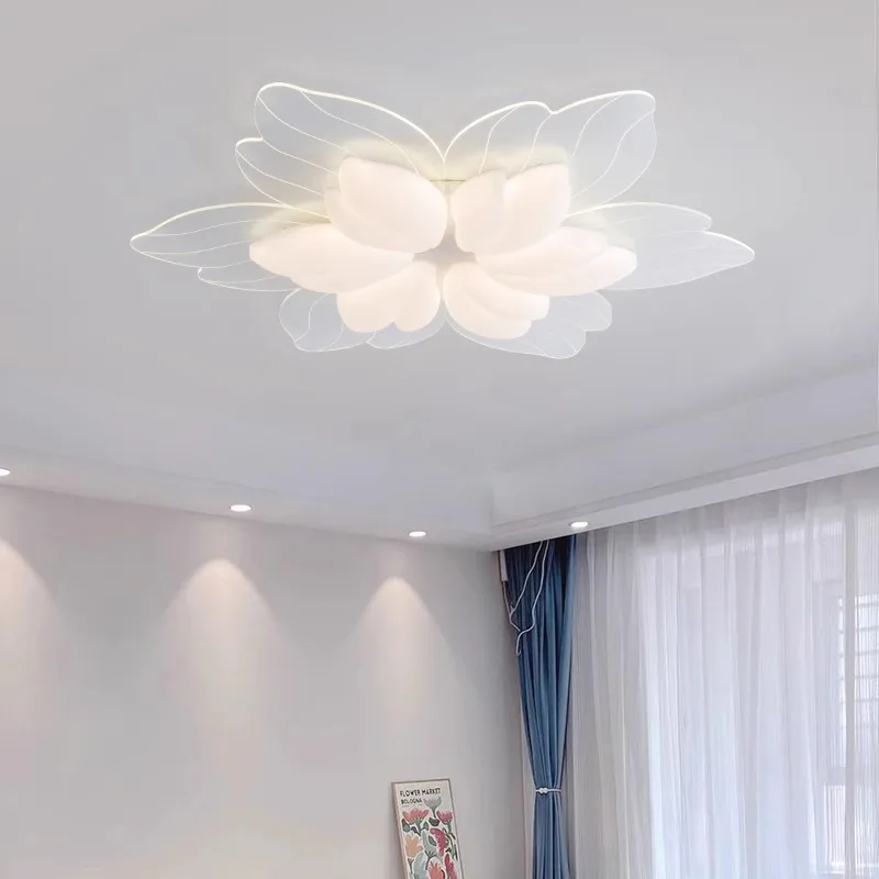 

Modern New Led Flower Shaped Chandelier White Ceiling Lamp For Bedroom Living Room Children's Nursery Decor Smart Lighting