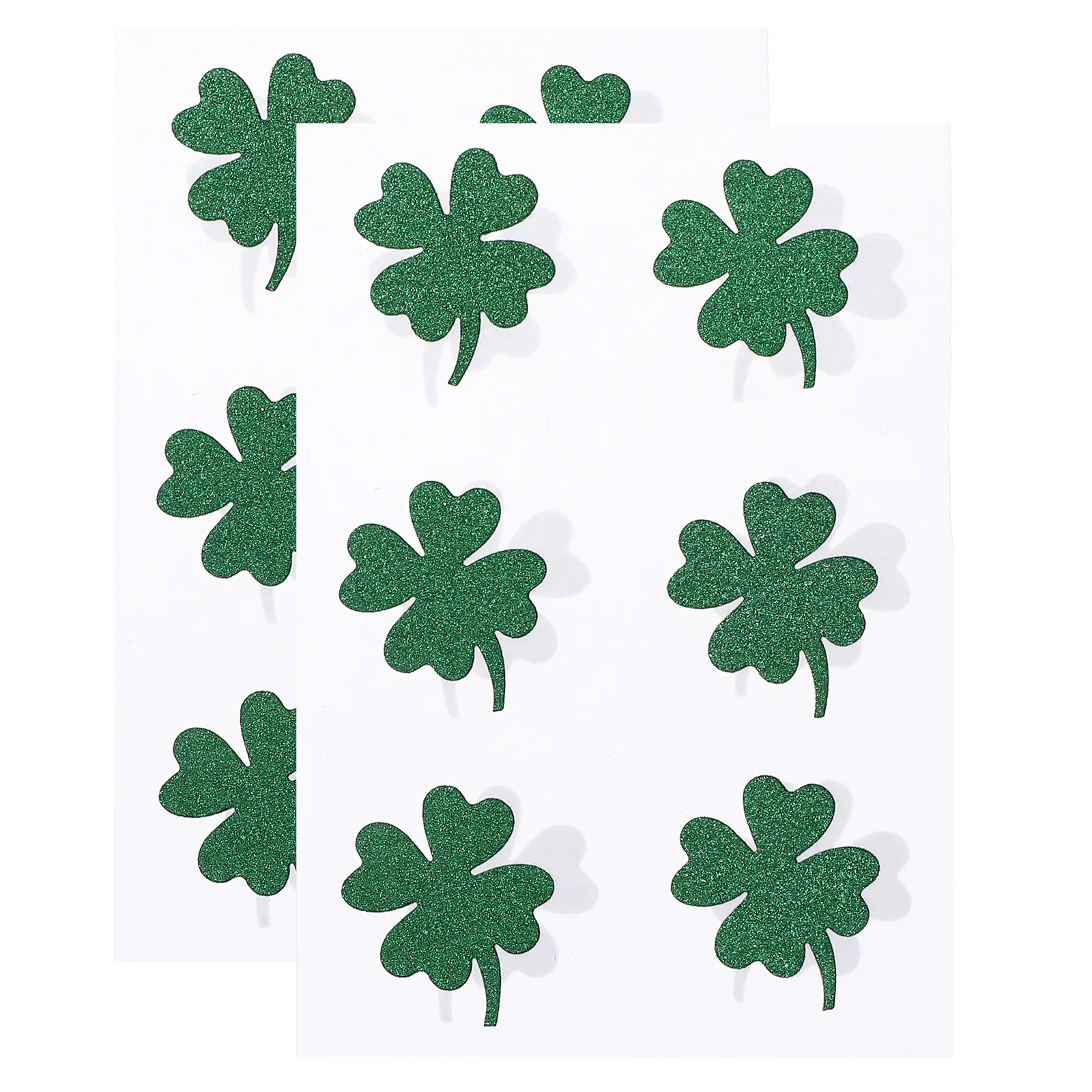 24 Pcs/set Festive Home Decor Sparkly Shamrock Sticker Glitter Clover Stickers for Party Irish Wall Decal Festival Peel and