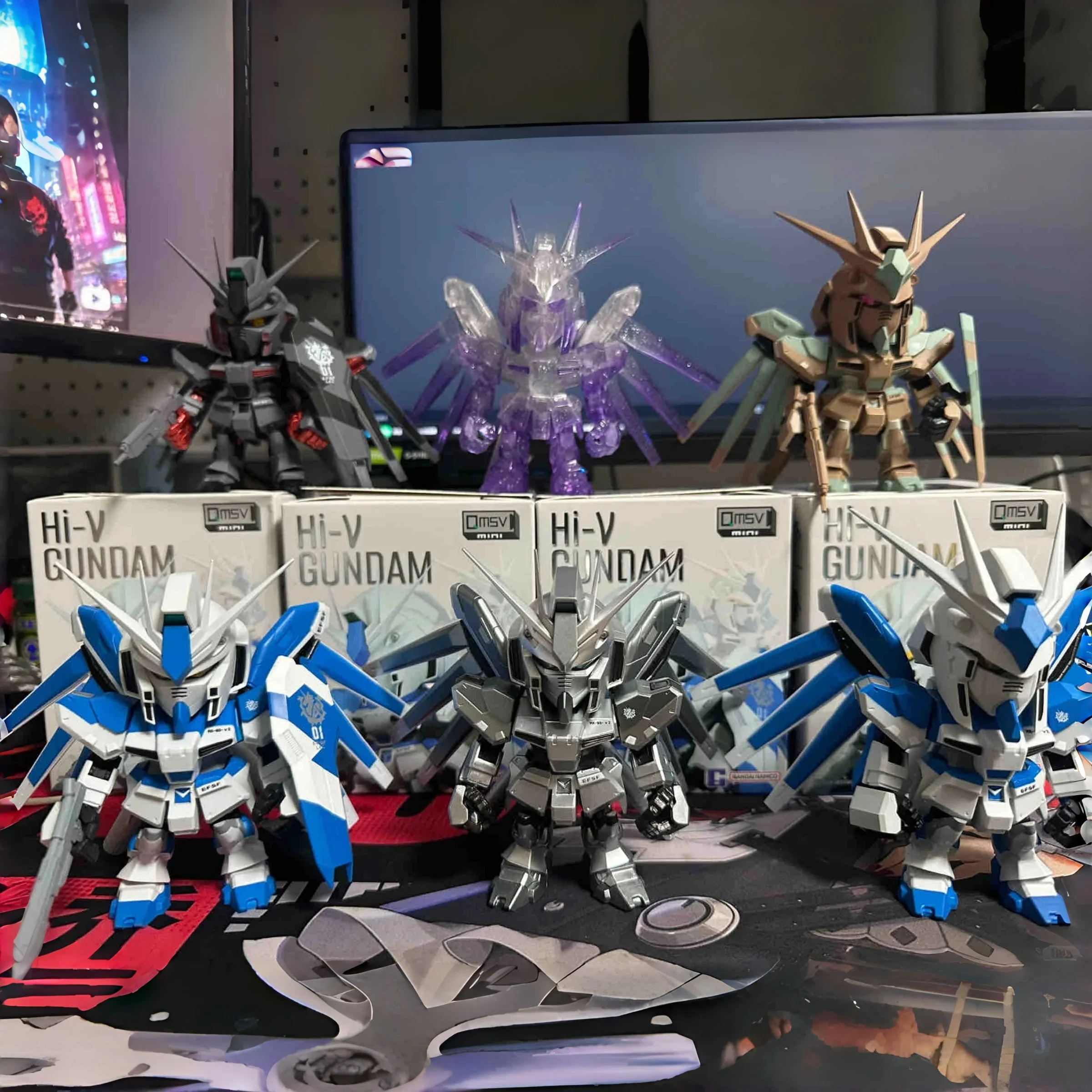 Nuevo Bandai Namco Hi V Gundam QMSV Mini Blind Box, Modelo Coleccionable, Juguete de Anime, Decoración, Colección para Fans, en Stock