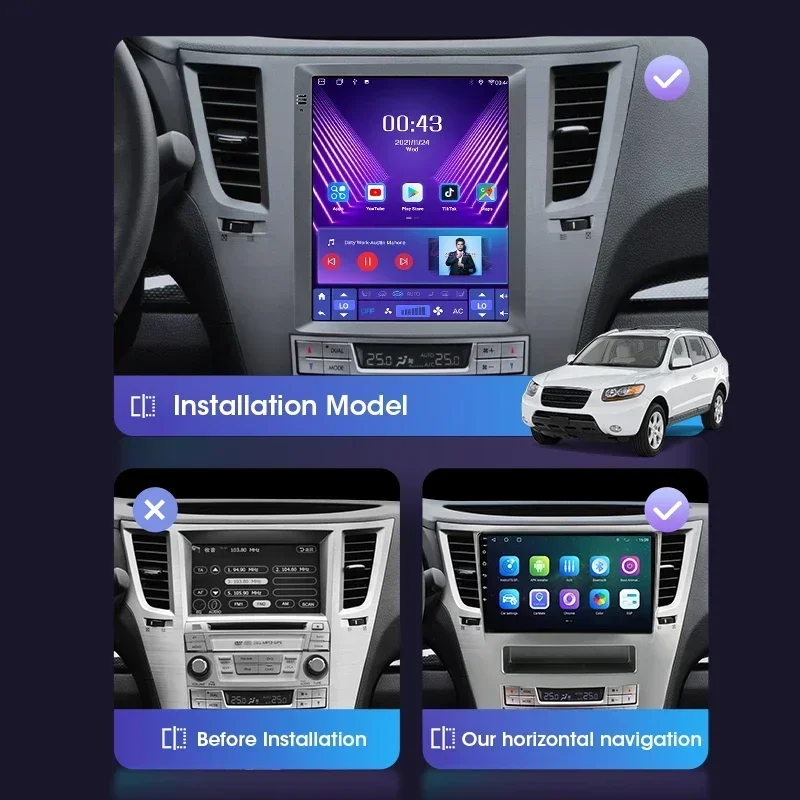 Srnubi-Lecteur vidéo de voiture pour Subaru Outback, Android 12.0, Radio, 4G, WiFi, Carplay, Limitation, Unité principale, 2Din, 2009 \