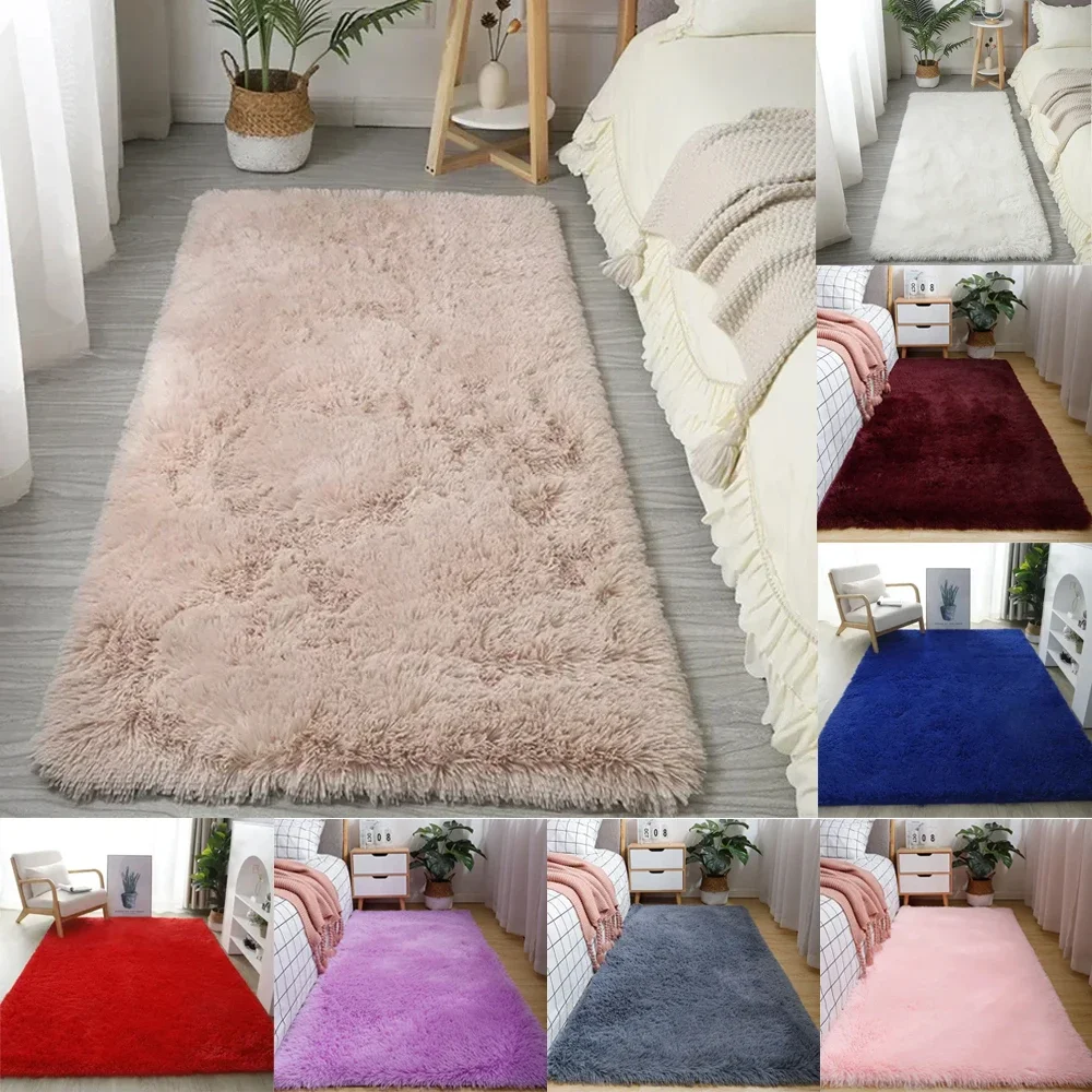 1PC Bedside Plush Carpet Soft Silk Hair Carpet for Living Room or Study Area Rugs for Bedroom Lovely Room Girl Household Mat