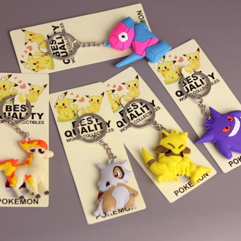 PVC製アニメポケモンキーホルダー、両面ポケットモンスターキーリング、ピカチュウフィギュアキーチェーン、キュートな飾りキーホルダー、ギフト