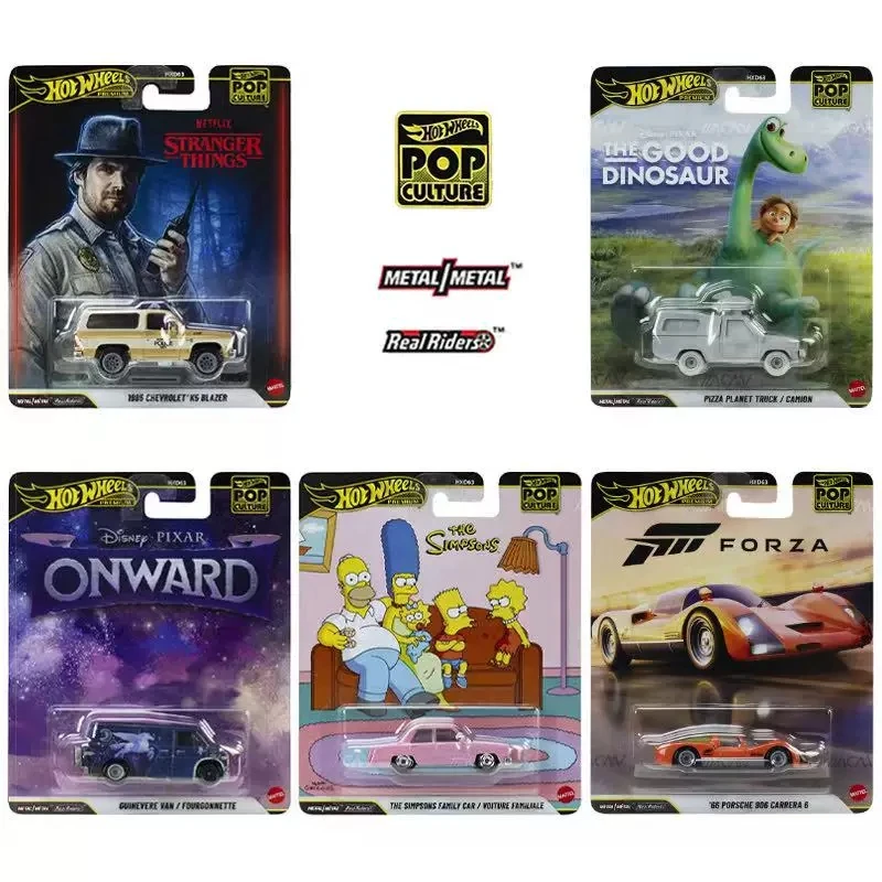 Hot Wheels Premium Pop Culture Pizza Planet Truck Disney Pixar The Good Dinosaur Simpsons 1:64 Modelo de Carro Colecionável Diecast