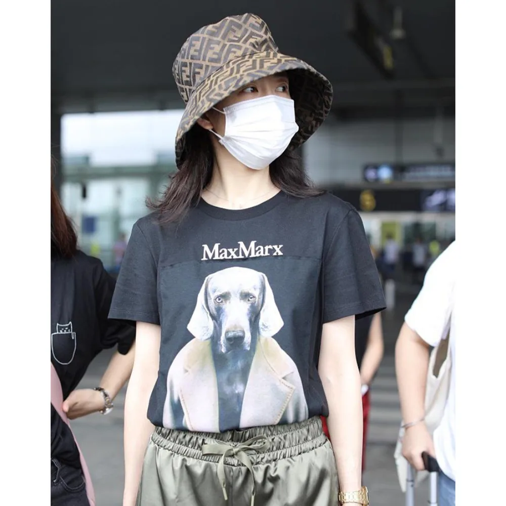 2024 Star Matching Outfit Weimar Retriever Doghead Detective Short-sleeved T-shirt Graphic T Shirts