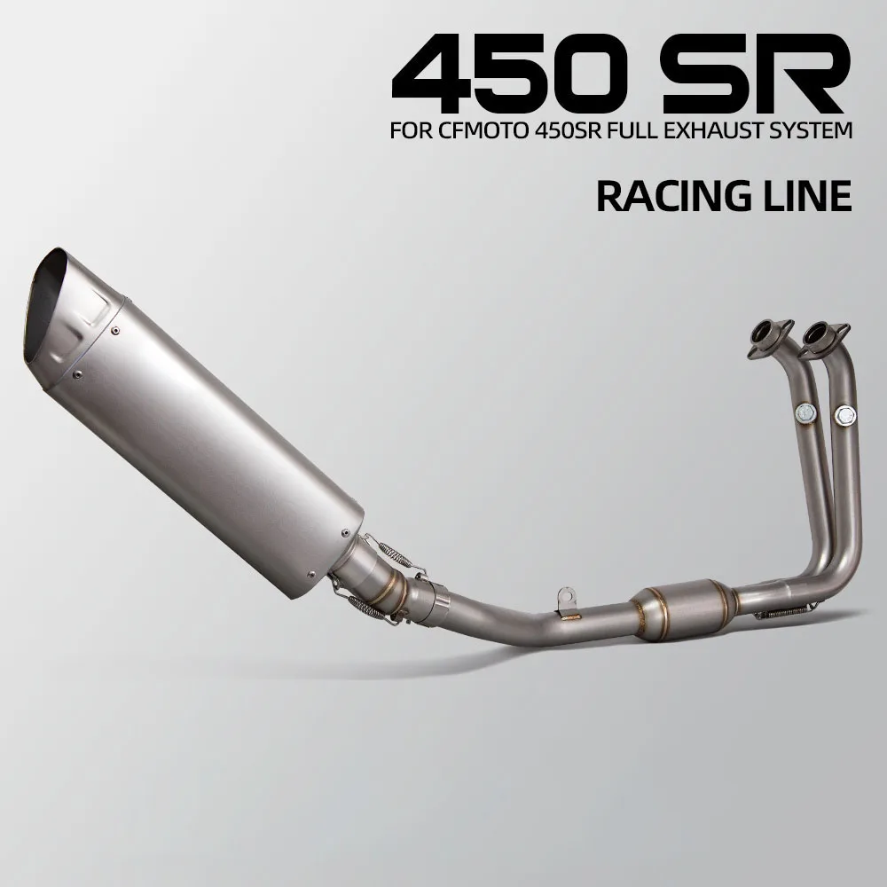 

Motorcycle Full System Exhaust Kit Manifold Front Link Pipe Escape Muffler For CFMOTO 450SR 450SS 450NK 450 SR/SS/NK 2022-2026
