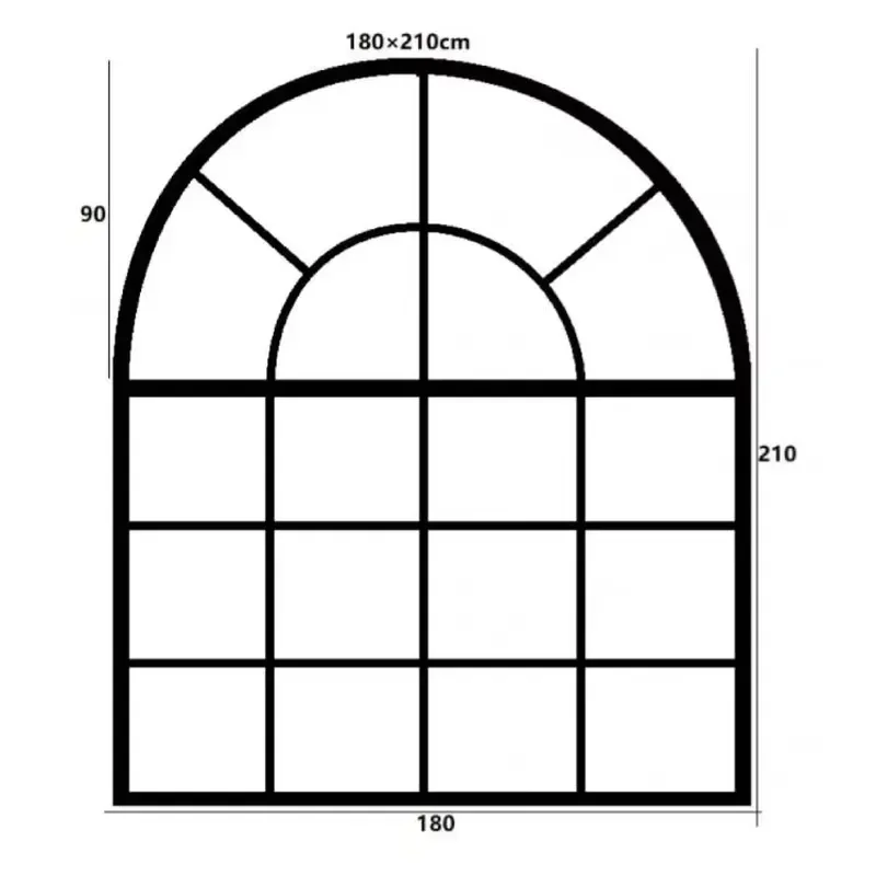 French Style Narrow Frame Aluminum Fixed Arch Partition Window
