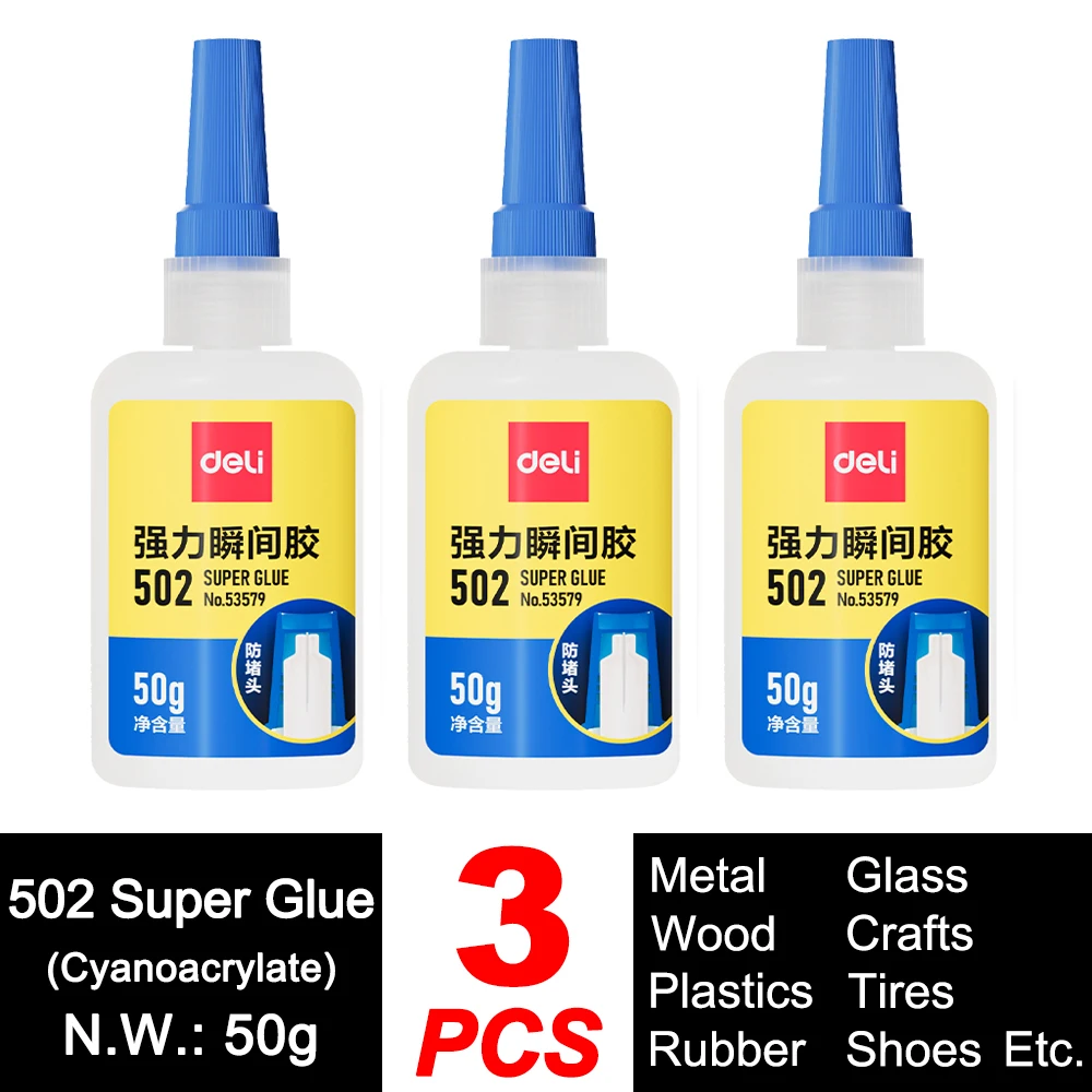 Deli 502 Superlijm Professioneel Sterk Snel Snel zelfklevend Cyanoacrylaat Hardware Metaal Auto's Hout Ambacht Hobby Seconden Bond