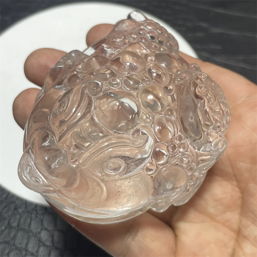 Natural Crystal Golden Toad Carving Money Drawing Gemstones Healing Energy Reiki Home Decoration Gift