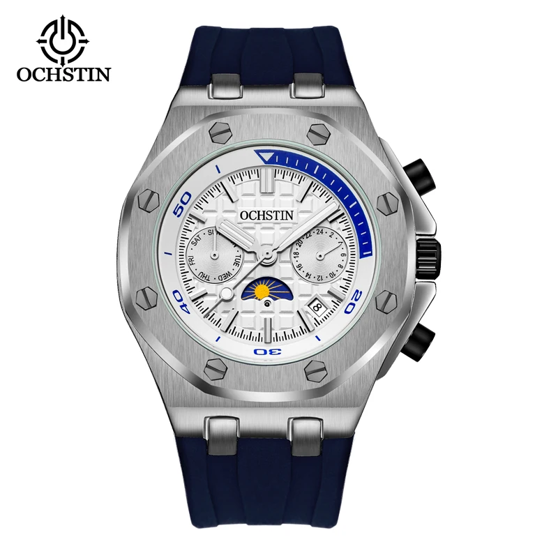 

2025 Men's Waterproof Automatic Mechanical Watch Multi-functional Military Sports Wristwatch with Calendar and Silicone Belt