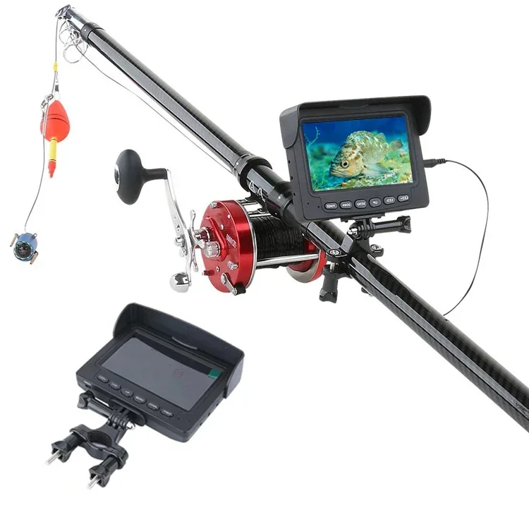 4.5m  fishing metal reel rod camera set portable  combo