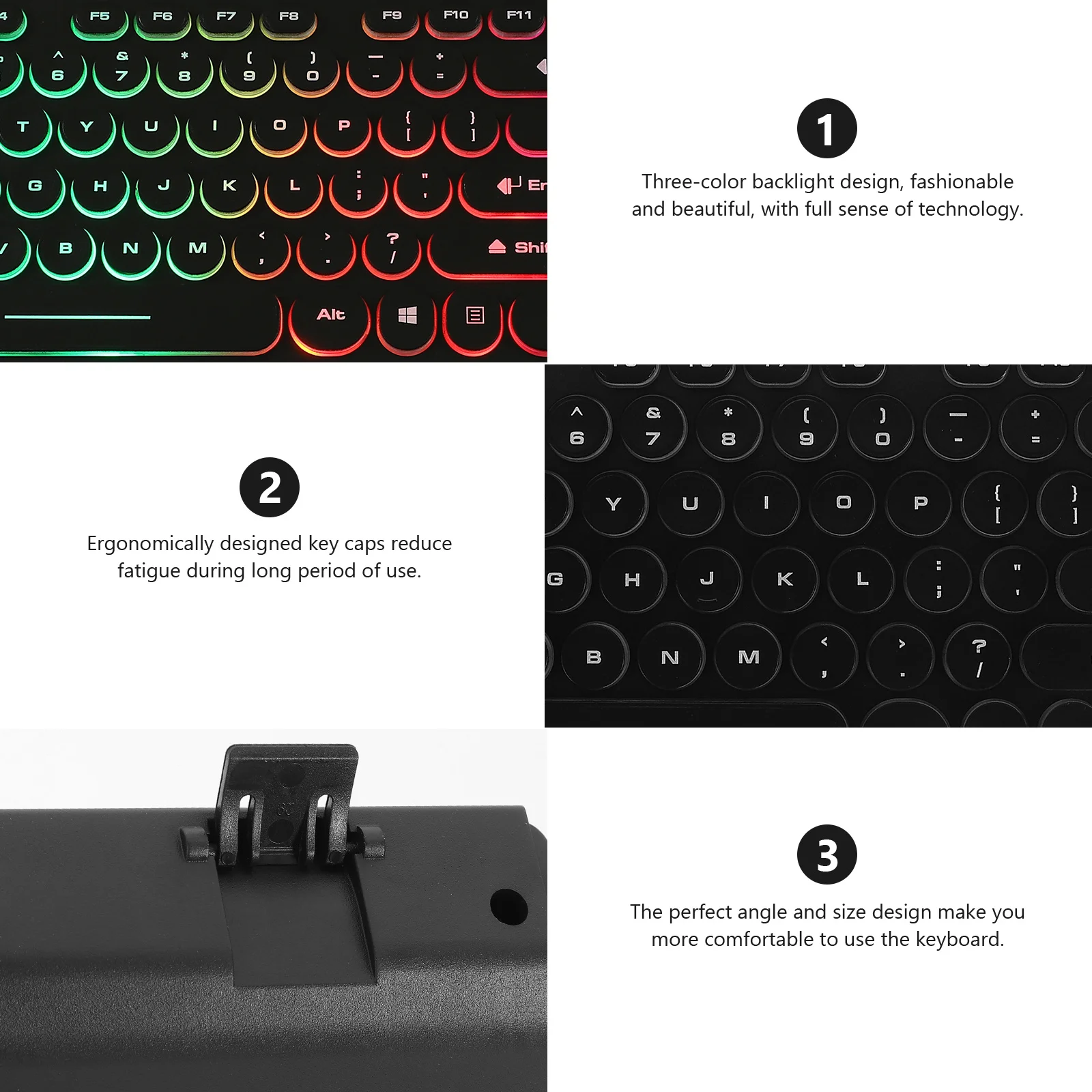 

1Pcs Ultra-Thin Wired Keyboard Three-Color Backlit Ergonomic Portable Keyboard for Computer Laptop Gaming Office