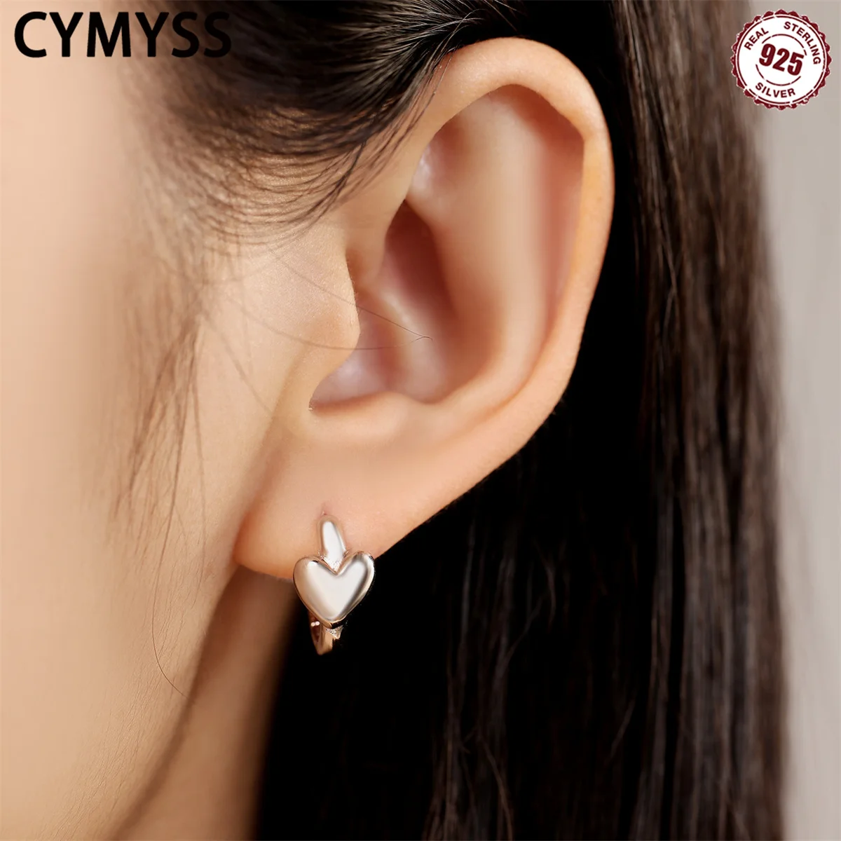 

CYMYSS 925 Sterling Silver Basic Bumian Heart Earrings, Luxury Jewelry Gifts, Suitable For Women's Wedding Jewelry Accessories