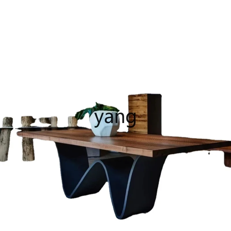 

CX Black Walnut Dining Table Solid Wood Dining Room Table Log Desk Simple Rectangular