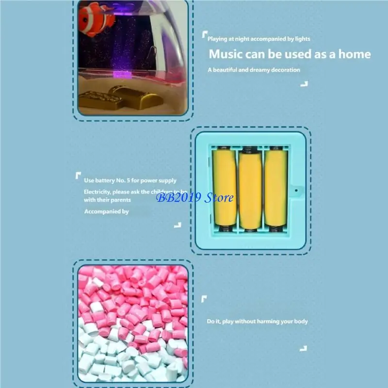 Q0KB Sztuczne dekoracje akwariowe Lampa stołowa LED ze sceną oceaniczną, idealna do oświetlenia nocnego w domu i biurze