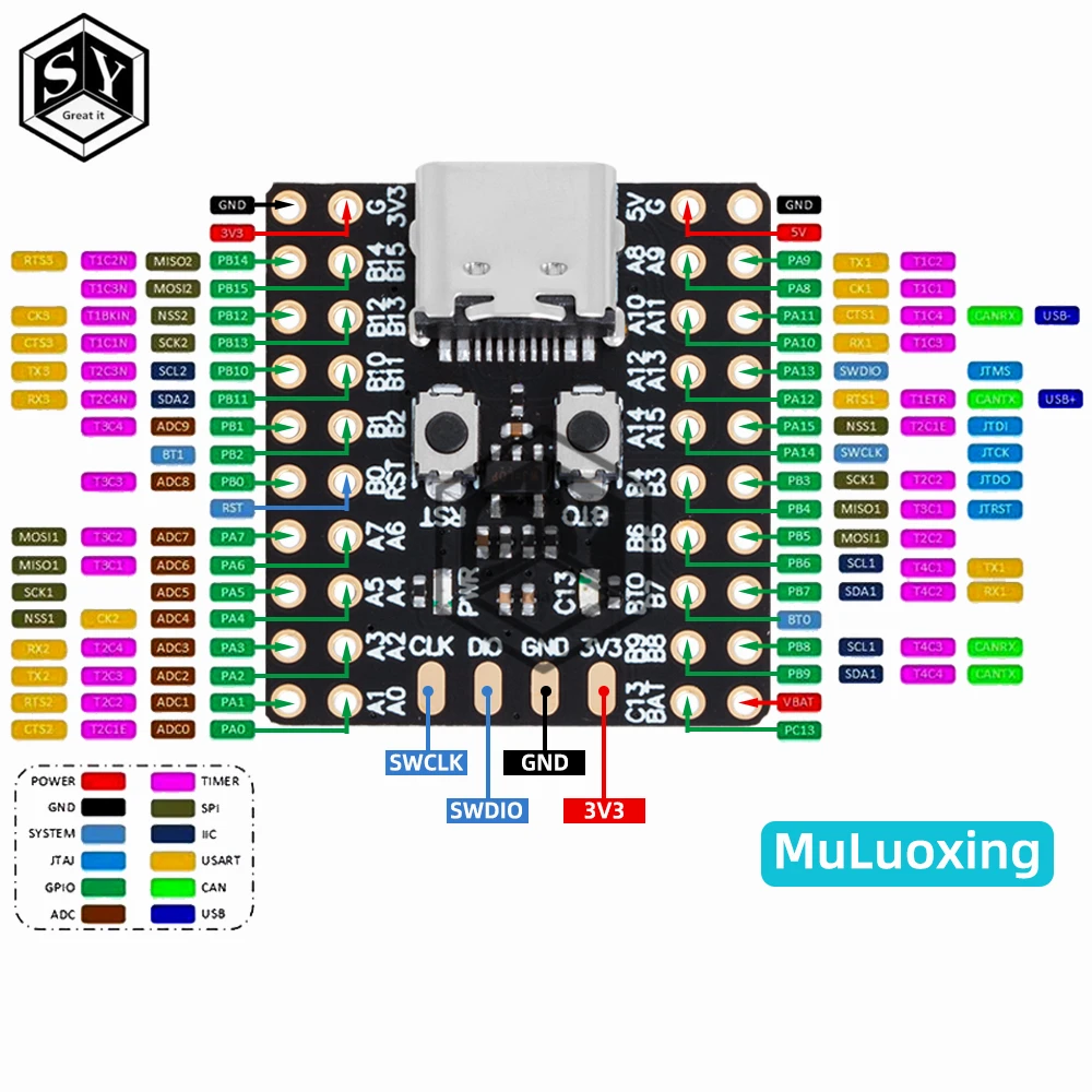 Mini STM32F103C8T6 CH340 Development Board Original Chip Microcontroller Core Board ARM Architecture Minimum System Correx-M3