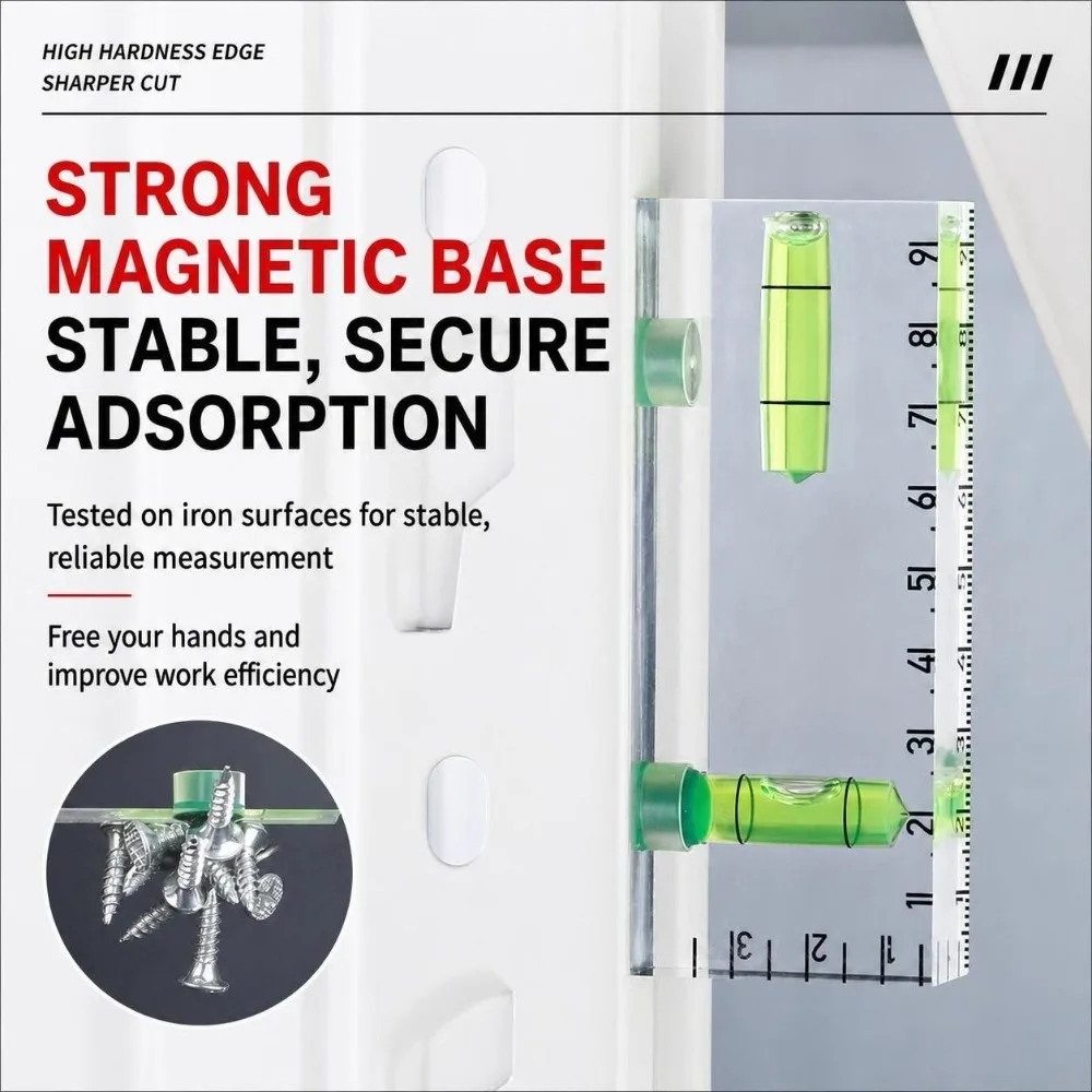 1 Stück Acryl-Mini-Wasserwaage, magnetisch, horizontal und vertikal, hochpräzises transparentes Winkelmesswerkzeug – Detail 17