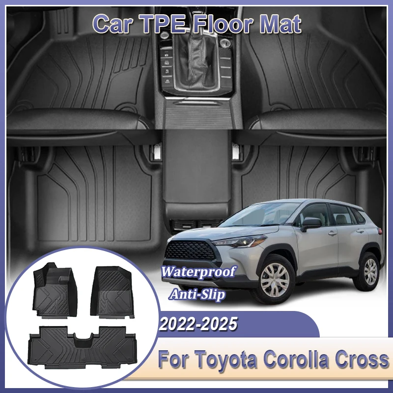 

Автомобильные коврики с левым рулем для Toyota Corolla Cross, аксессуары 2022 2023 2024 2025, грузовые коврики из ТПЭ, автомобильный поднос без запаха, водонепроницаемая деталь