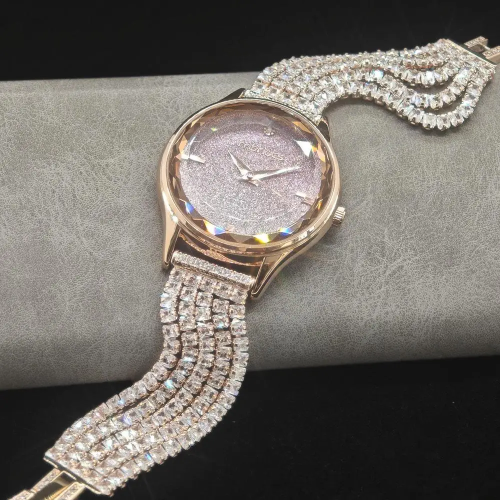 Fashion Shiny Watch For Women Elegant Diamond Jewelry Quartz Watches Girl Dress Rose Pink Wristwatch Ladies Girl Dropshipping