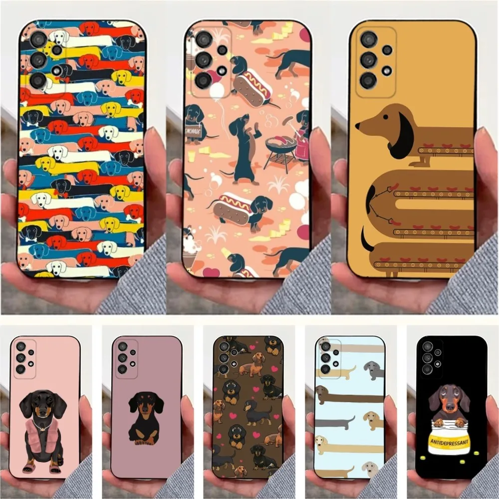 

D-Dachshund S-Sausage Dog Phone Case For Samsung S25,S24,S23,S22,S20,S21,S10,Ultra,Plus,Lite,FE,Soft Silicone Black Cover