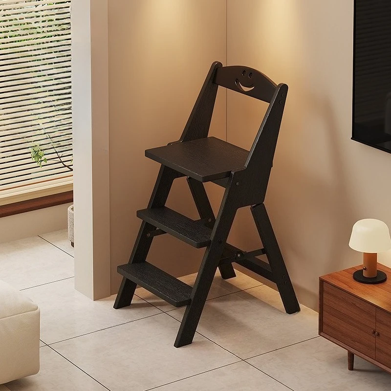 eb-small lightweight ladder stool folding space saving three-step ladder backrest climbing muebles