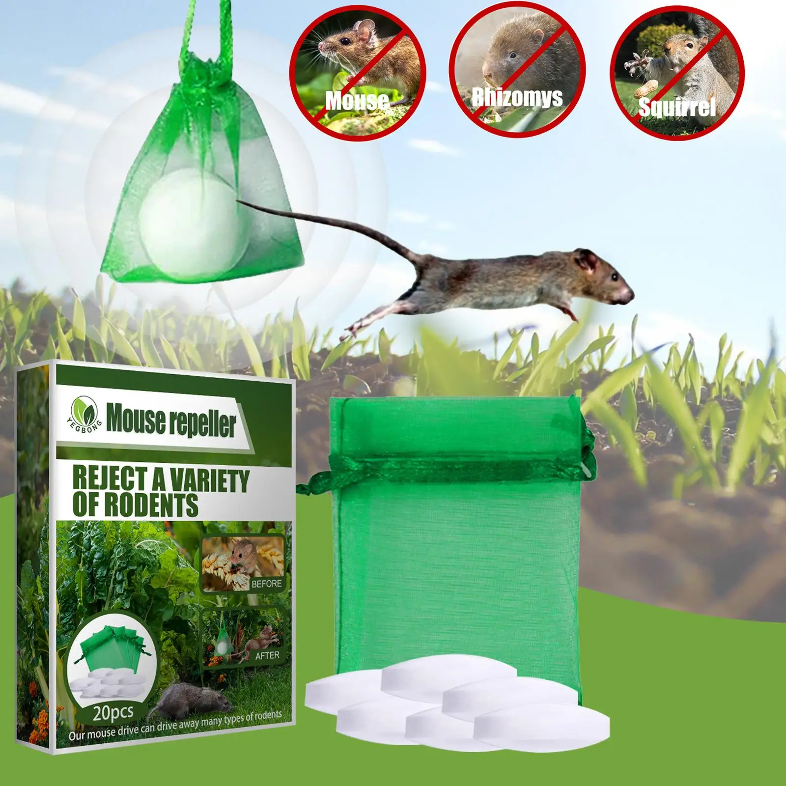 Natural Harmless Strong Rat Repellent Ball Bag Portable No Chemical Mouse Repeller Pest Control Rat Repellent Ball