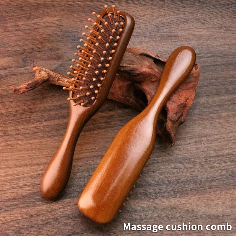 1Pcs Golden Silk Sandalwood Narrow Air Bag Comb Care Scalp Comb Gua Sha Meridian Dredging Hairdressing Tool