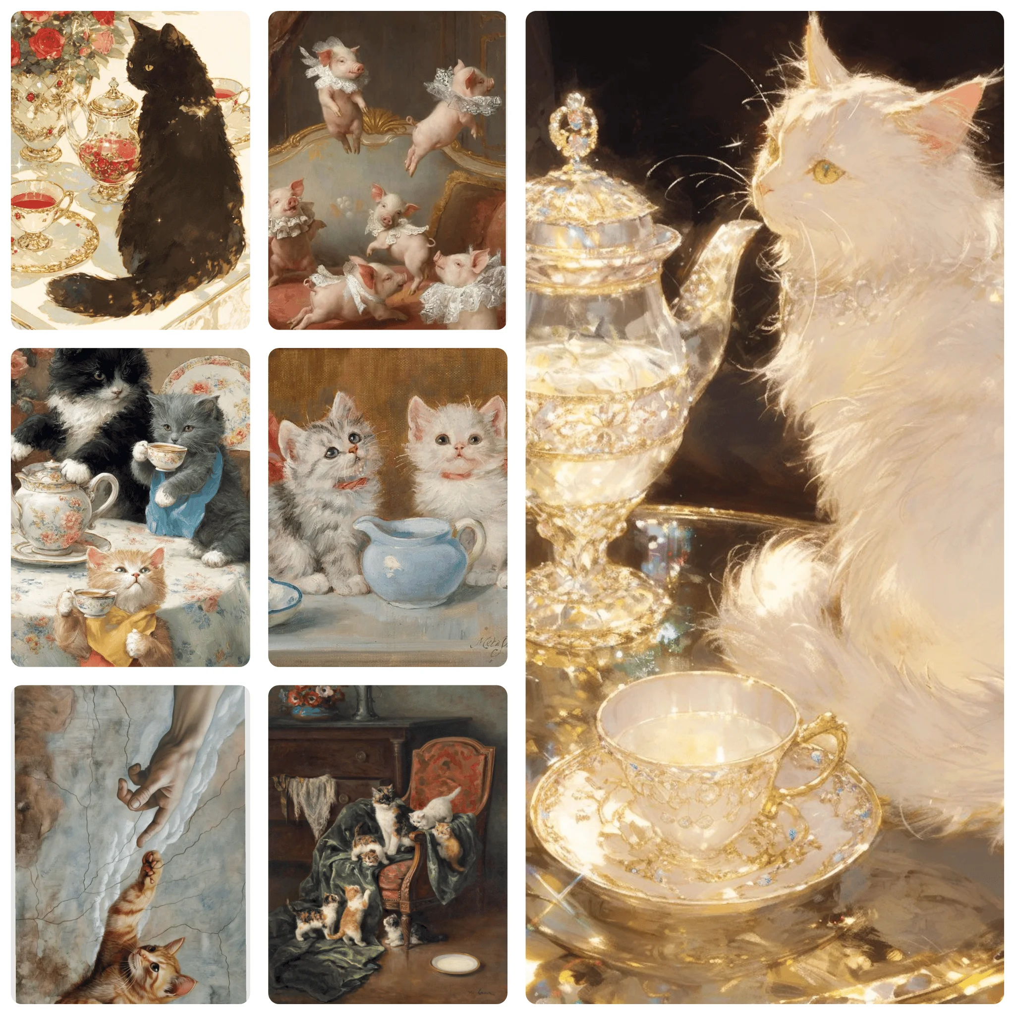 

Vintage Cats Tea Party 500PCS Jigsaw Puzzle Cute Kittens with Floral Teapot Stress Relief Gift