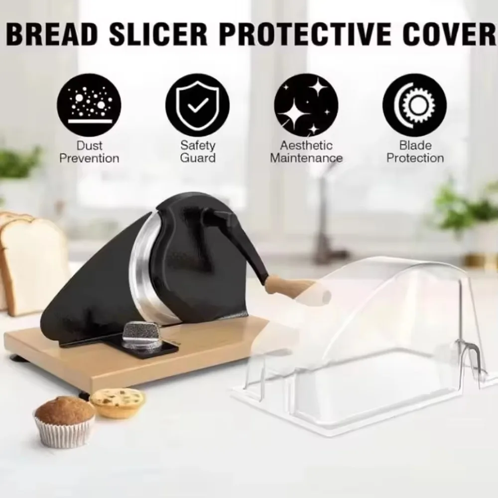 Manual Bread Slicer Manual Bread Slicer with Hand Crank Wood and Steel Pastry Cutter for Kitchen Oven Baking Tools