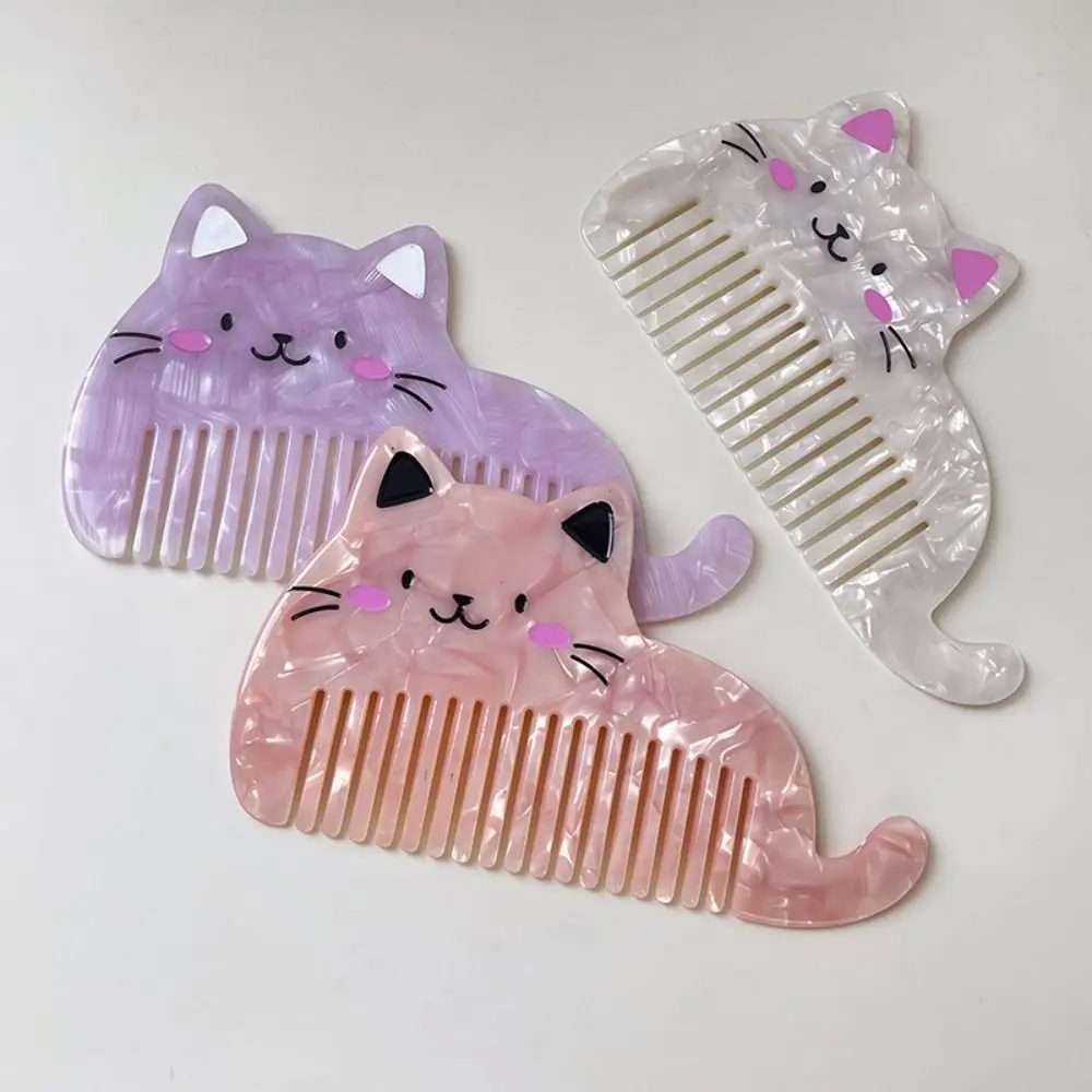 

Portable Cat Shaped Acetate Comb Wide Toothed Hair Styling Tool Makeup Comb Lovely Hair Accessories Hairdressing Comb Dormitory