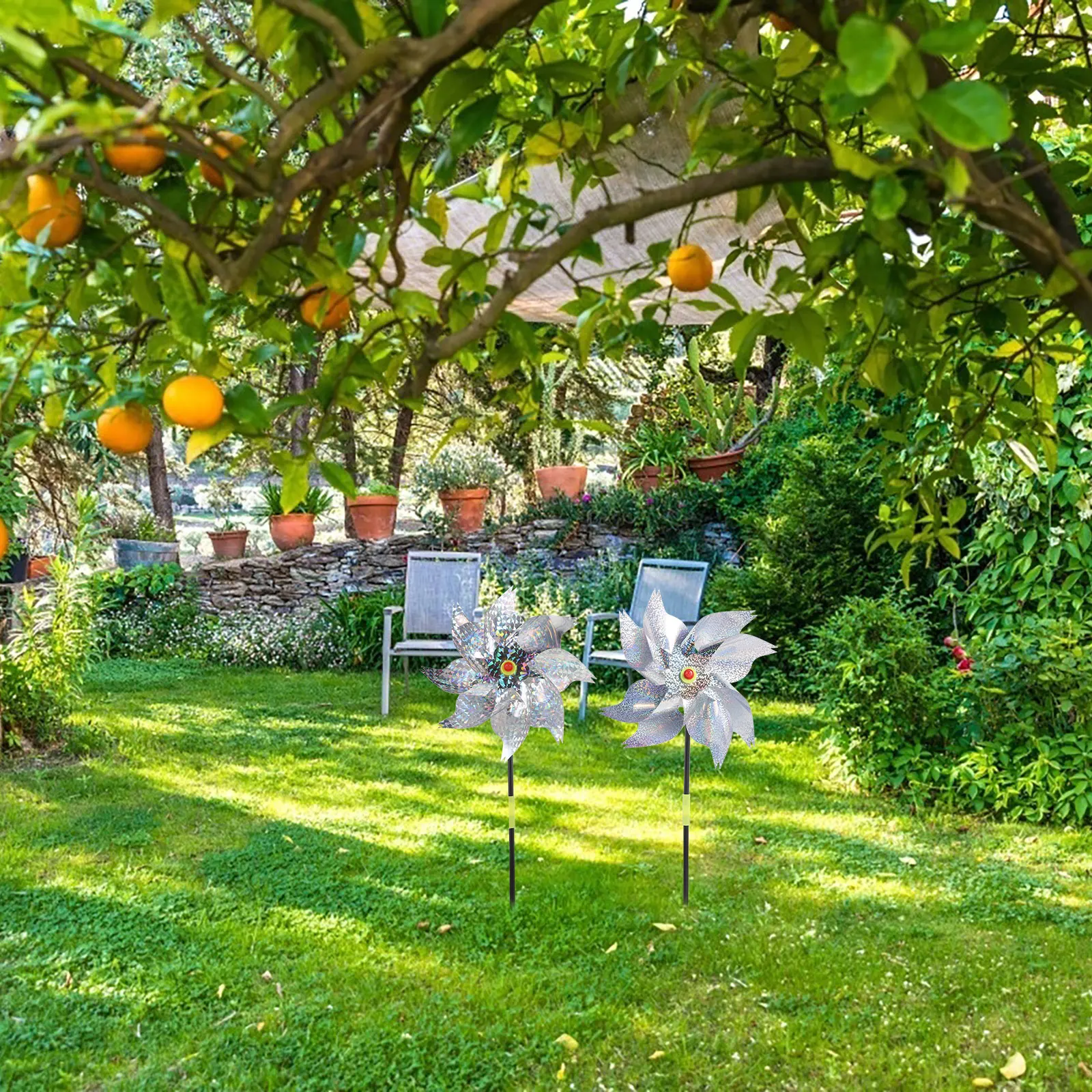 

4pcs Reflective Bird Deterrent Windmill Patterns for Garden Yard Outdoor Decor Balcony Porch Barn Gifts Students
