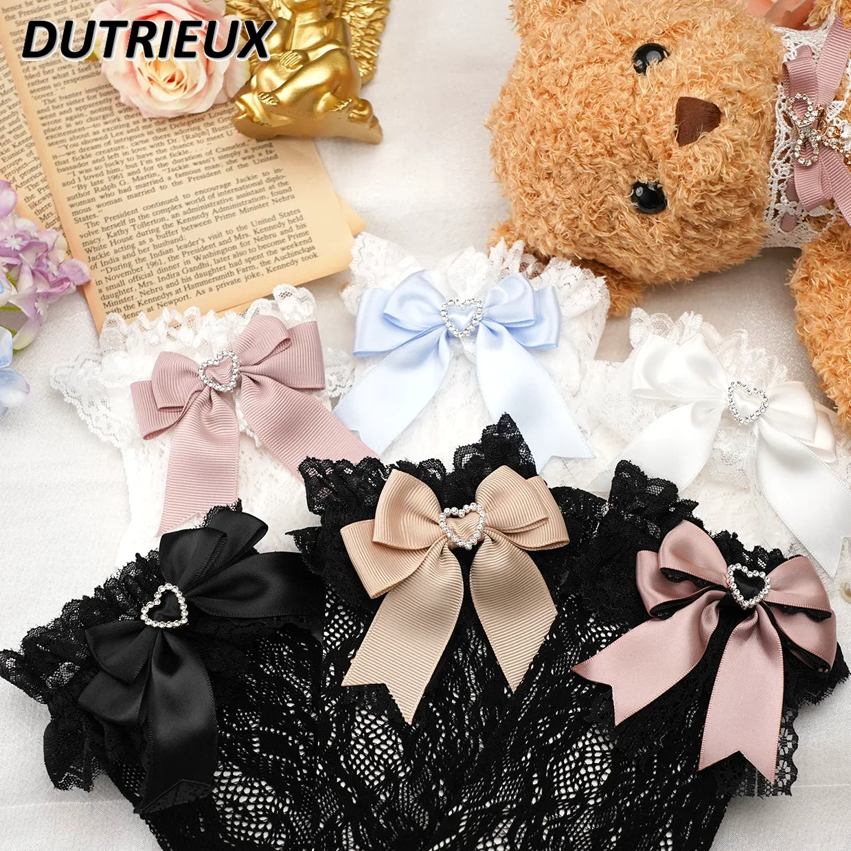 Japanese Style Cute Sweet Girls Lolita Bow Fashion Black White Socks Mine Versatile Kawaii Stocking Lace Tube Socks for Women