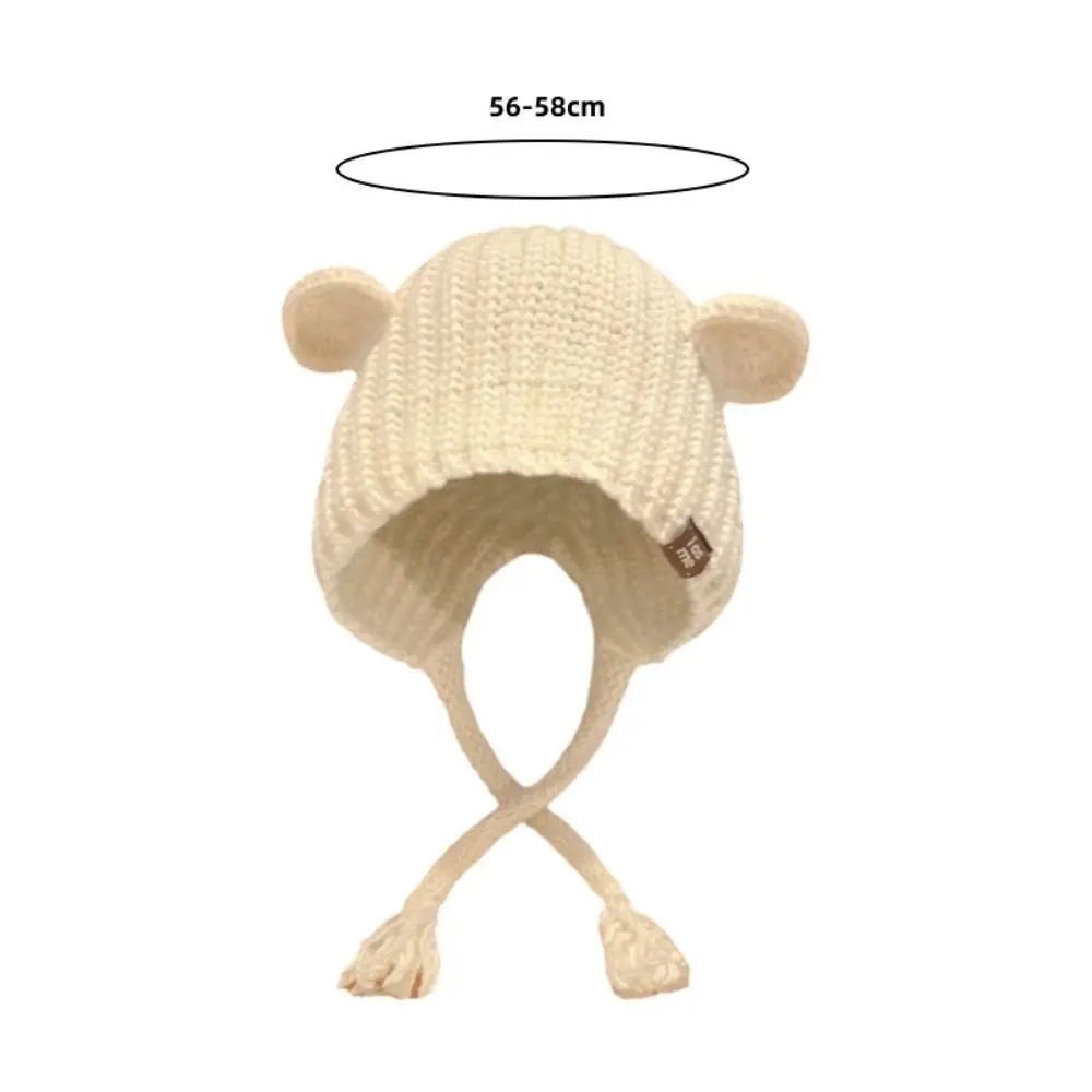 لطيف حماية الأذن الدب الأذن قبعة بلون الدفء محبوك قبعة القبعات حماية الأذن قبعة الشتاء #3