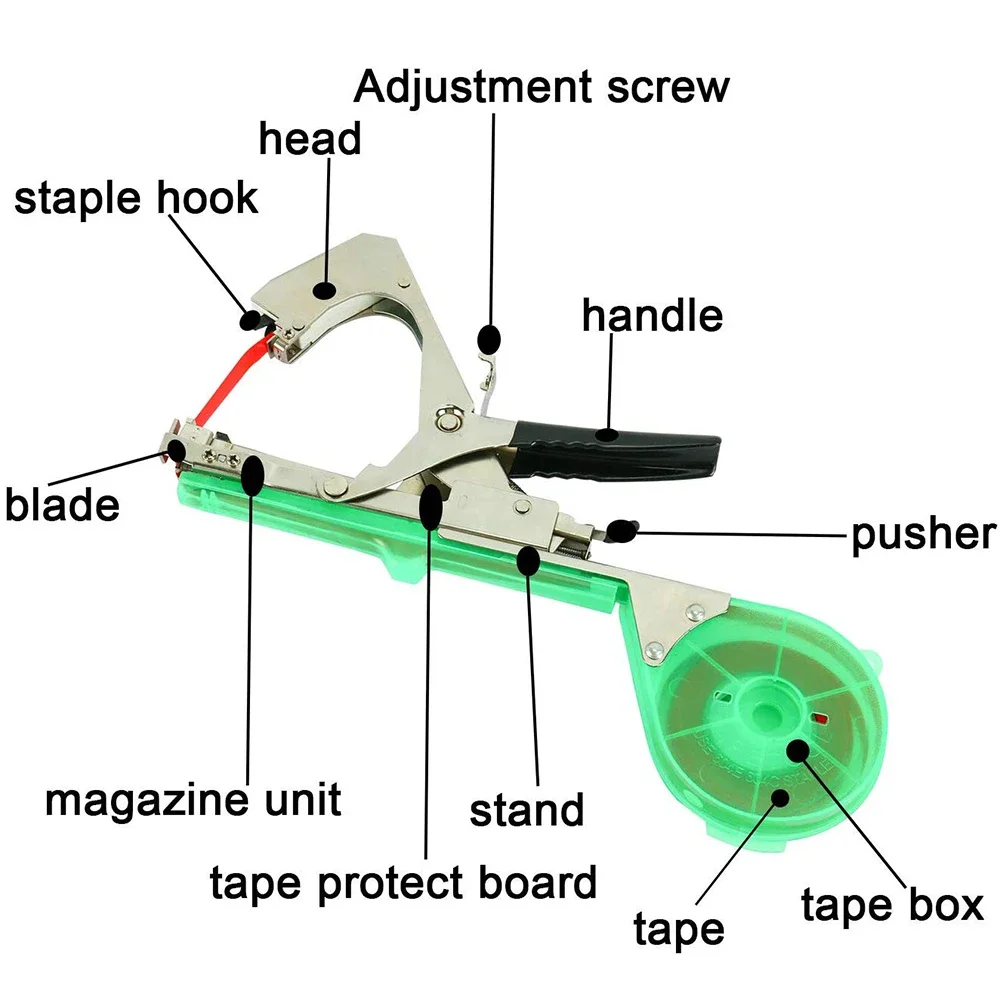 Tying Machine Plant Garden Plant Tapetool Tapener Rolls Tape Set for Vegetable Grape Tomato Cucumber Pepper Flower Garden Tools