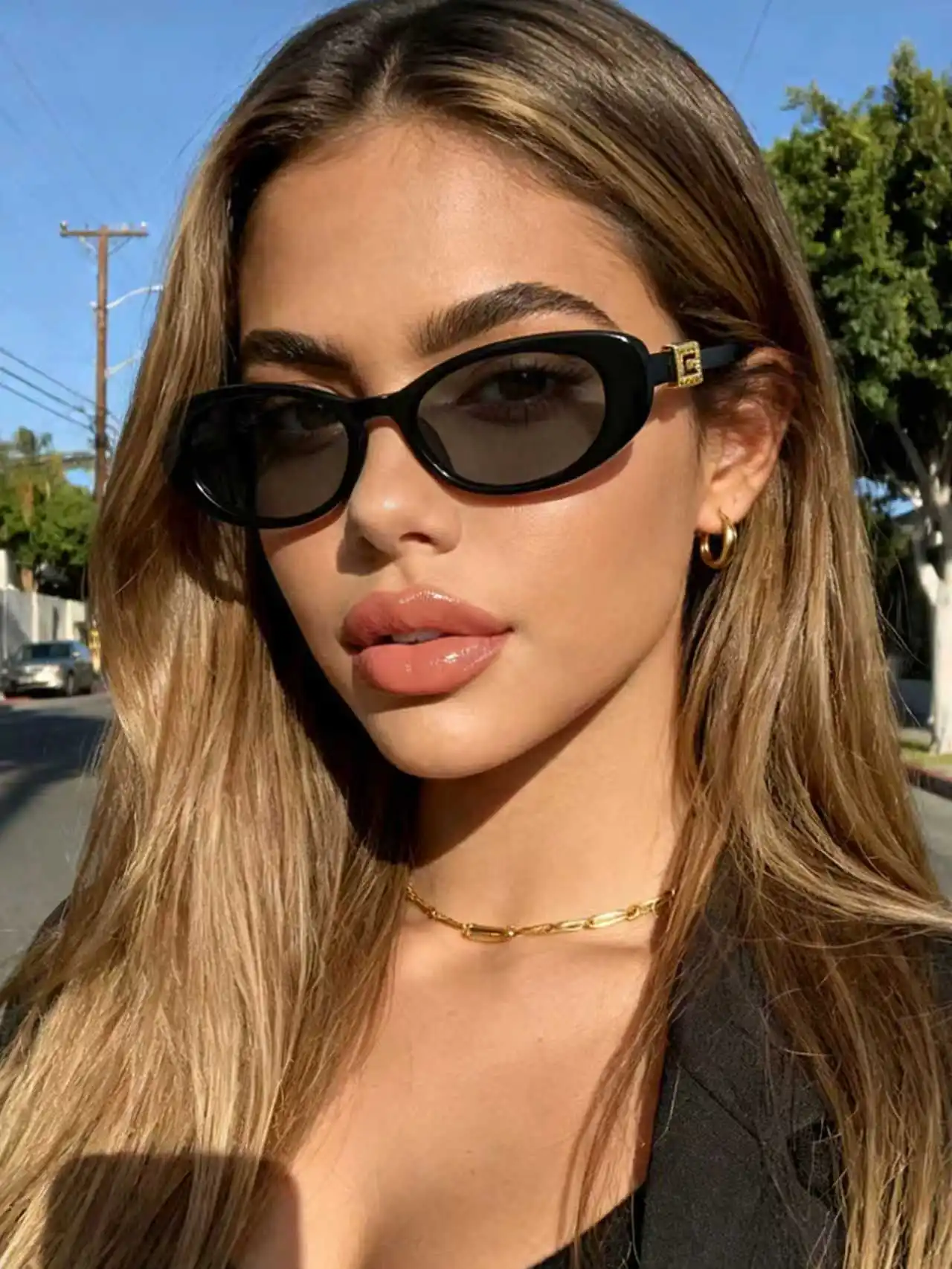 1 Stück Coole Cat-Eye-Sonnenbrille mit schmalem Rahmen, trendige Sonnenbrille für Damen, Strandurlaub, täglicher Gebrauch, Sonnenschutz, Modeaccessoires